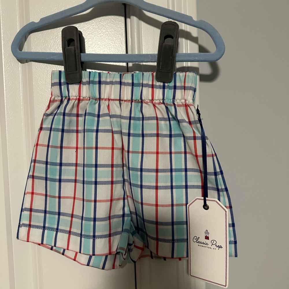 Classic Prep Kids Checkered Shorts in Blue, Red, and White